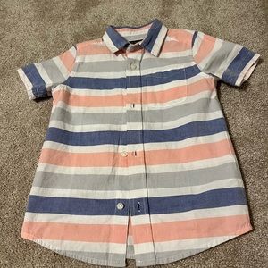 Boy’s Children’s Place button down shirt. 5t. White with pink and blue stripes.